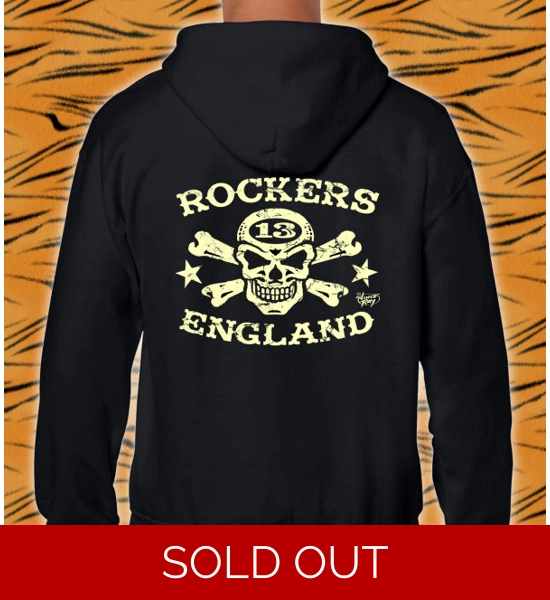 Hoody, Rockers England Vince Ray Skull & Crossbones Logo Hoody, Rockers England Vince Ray Skull & Crossbones Logo